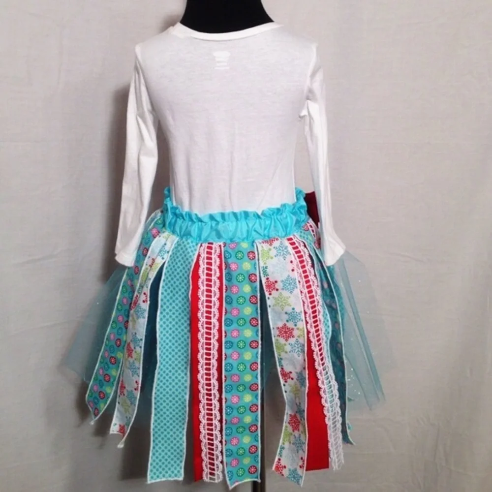 Handmade ribbon skirt w/snowflake tee NWOT